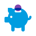Purple piggybank icon